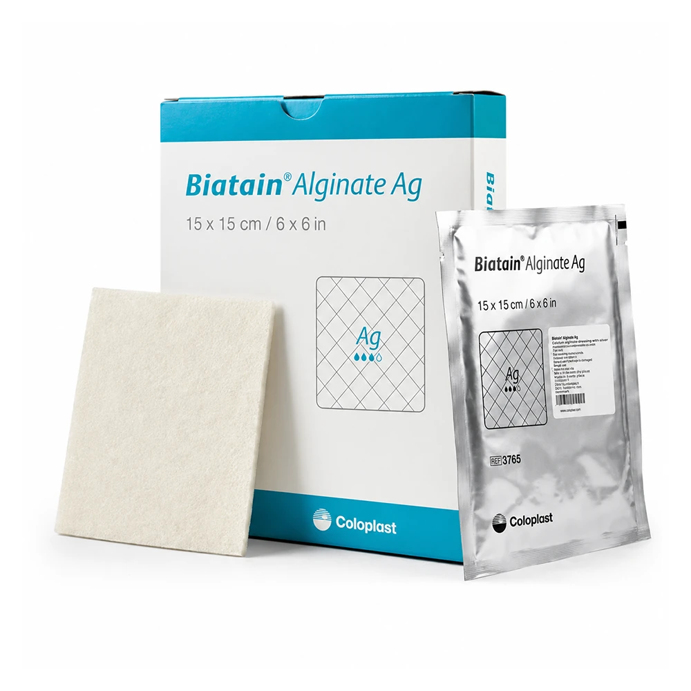 Coloplast Biatain Alginate Ag Gümüşlü Aljinat Yara Örtüsü – 10 x 10 cm (3760) ve 15 x 15 cm (3765)